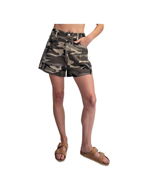 Womens Print Shorts L Camo