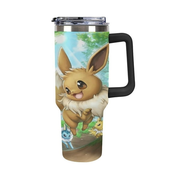 Ee-vee 40oz Large Capacity Car Cup Tumbler with Handle And Straw Lid, Insulated Stainless Steel Double Wall Vacuum Travel Mug, Leak-proof Large Capacity Car Cup,Cupholder Friendly