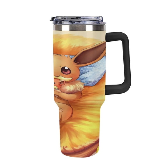 Ee-vee 40oz Large Capacity Car Cup Tumbler with Handle And Straw Lid, Insulated Stainless Steel Double Wall Vacuum Travel Mug, Leak-proof Large Capacity Car Cup,Cupholder Friendly