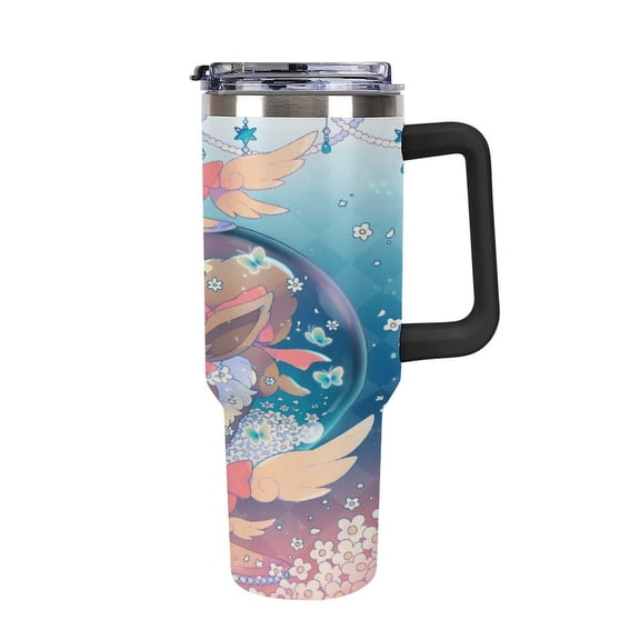 Ee-vee 40oz Large Capacity Car Cup Tumbler with Handle And Straw Lid, Insulated Stainless Steel Double Wall Vacuum Travel Mug, Leak-proof Large Capacity Car Cup,Cupholder Friendly