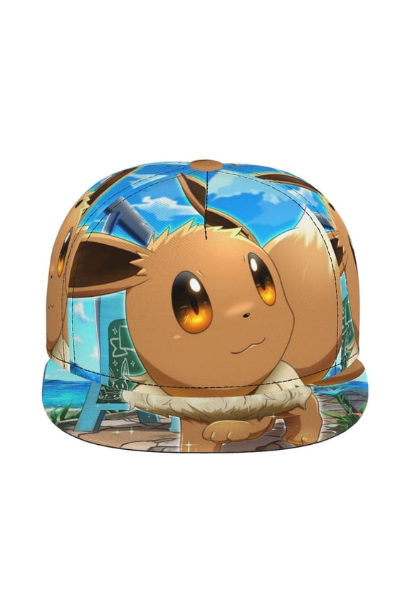 Ee-vee Cute Unisex Flat Brim Cap Adjustable Fitted Hat Baseball Cap for Men Women