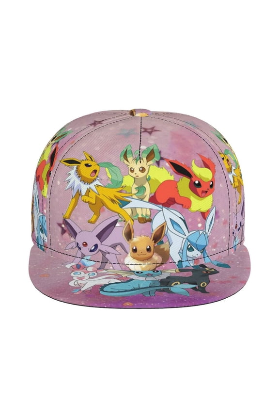 Ee-vee Cute Unisex Flat Brim Cap Adjustable Fitted Hat Baseball Cap for Men Women