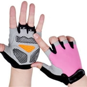 Eease 1 Pair Outside Protective Gloves Shockproof Breathable Sports Gloves Outdoor Riding Half Finger Gloves for Men Women (Pink, M Size)