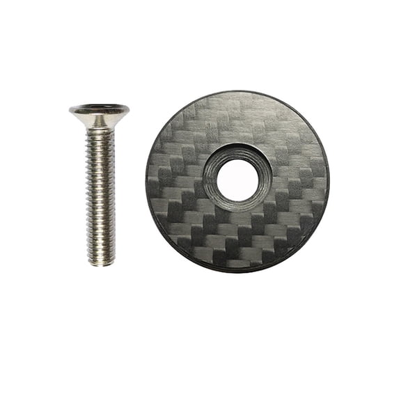 WRITWAA 1Set Carbon Fiber Cycling Stem Top Cover Cap for Bike Headset with Screw Accessory