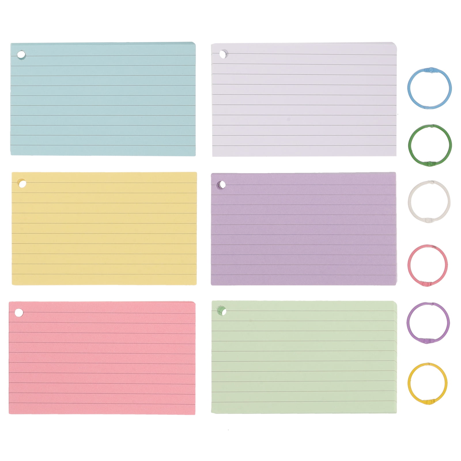 Eease 1 Set Index Cards with Rings Study Flash Cards Single Hole