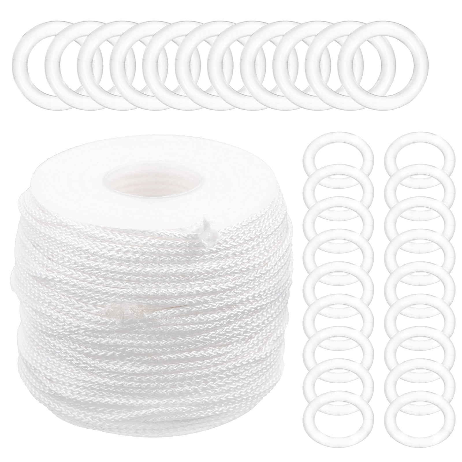 Eease 1 Set Roman Curtain Rings and 1.8 mm Braided Lift Shade Cord Set ...