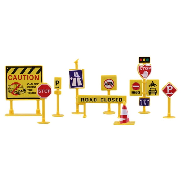 Eease 1 Set of Miniature Traffic Barricades Sign Traffic Scene Toy Road Sign Toy Model