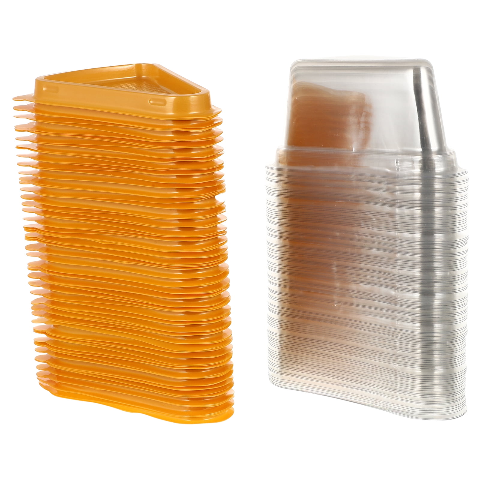 Eease 100 Clear Plastic Cake Slice Containers for Desserts and Pastries