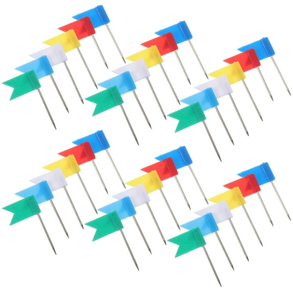 Eease 100 Colored Flag Push Pins for Cork Board Travel Map Decoration