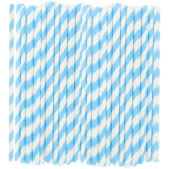 KALLORY Skyblue Paper Straws for Decoration Perfect for Parties and Home Festive Atmosphere 100pcs