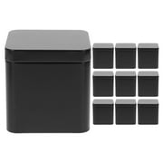 Eease 10Pcs Square Black Metal Tea Tins with Lid for Storage