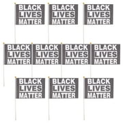 Eease 10pcs Black Lives Matter Flag Simple Funny Flag Decorative Hand Signal Flag for Party (Black Letters)