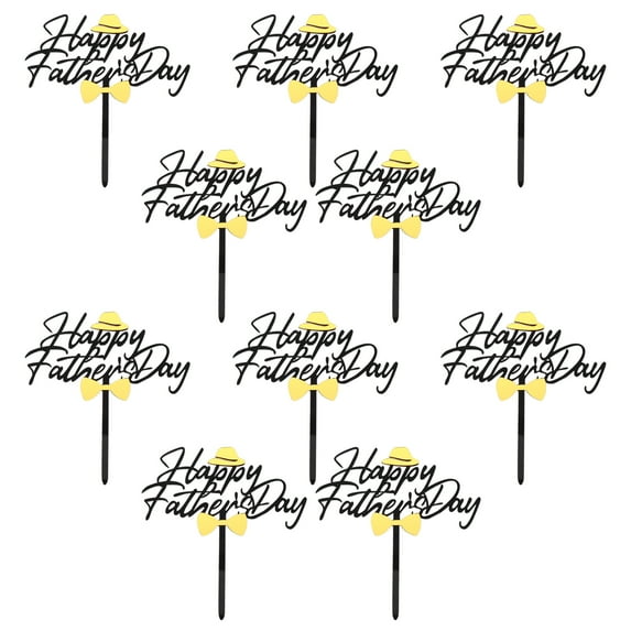 Black Acrylic Cake Picks for Father's Day Decor 10pcs Total Size Suitable for All Cakes