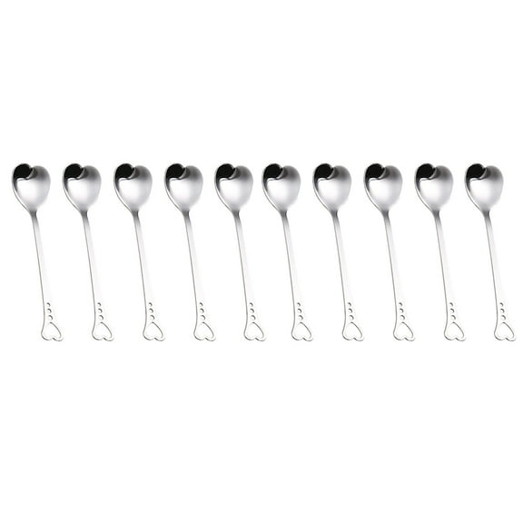 EXHUMKY Espresso Teaspoons Heart Shape Spoons Stainless Steel 10Pcs for Family