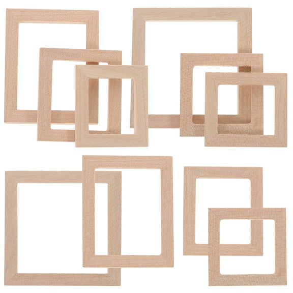 Eease 10pcs Miniature Photo Frame Wood Mini Painting Picture Frame Doll House Furniture Supplies