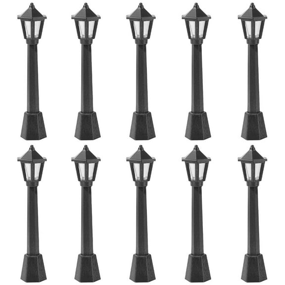 Eease 10pcs Miniature Street Light Model Solar Lamp Post Lights Outdoor Pathway Lantern Landscape Ornament