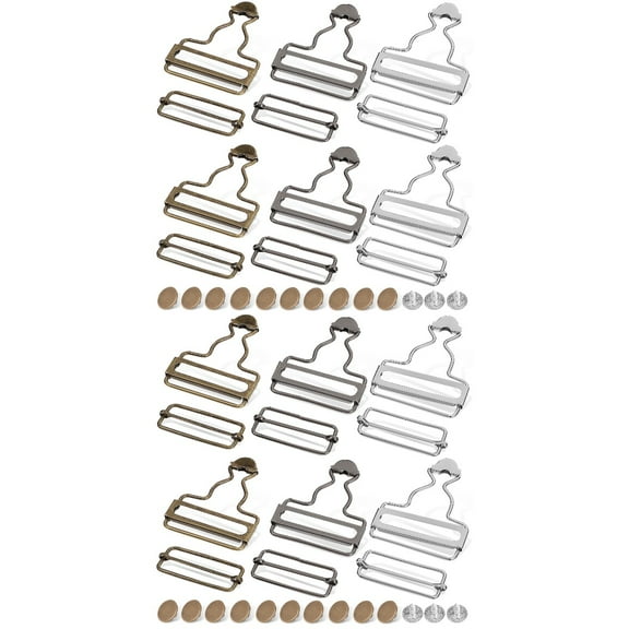 Eease 12 Sets Overall Buckles Metal Suspender Replacement Buckles with Buttons for Trousers Jeans Overalls Clothes