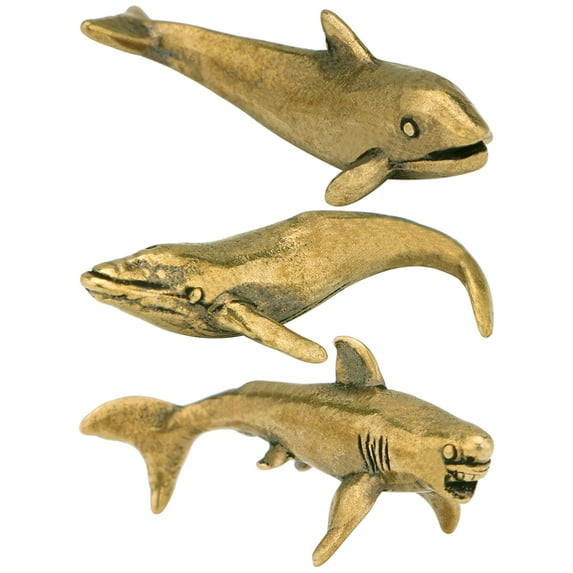 HEALEEP Dolphin Shape Golden Indoor Decoration Crafts Office Decors 12Pcs 1.18X0.59X0.31in