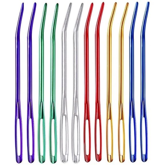 Eease 12Pc Aluminum Thread Sewing Needles Large Eye Tapestry Knitting Tools