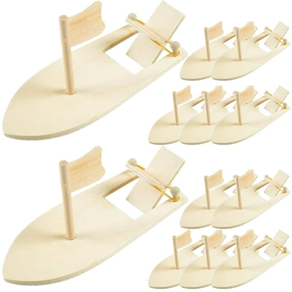 Eease 12Pcs DIY Wooden Sailboat Model Kids Graffiti Boat Model Wooden Sailboat Model DIY Boat Craft