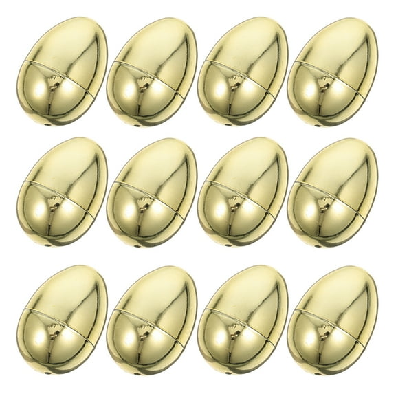 12pcs Metallic Plastic Easter Eggs Set for Basket Decor, Golden Colored Plastic Containers for Spring Holiday