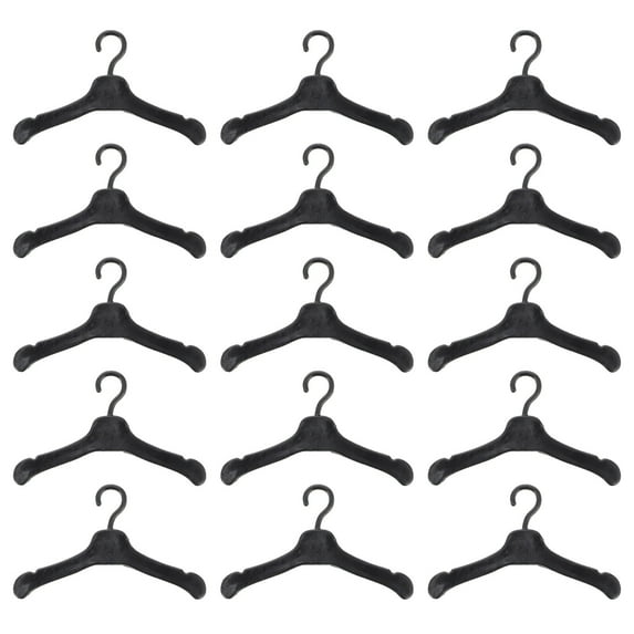 Eease 18" Doll Clothes Hangers - 50pcs Plastic Hangers for Dolls (Black)