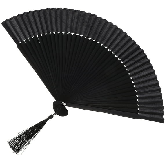 Bamboo Silk Folding Fan Chinese Style Handheld Fan Black Retro Home Decor