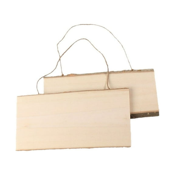 Eease 2 Pcs Wooden Hanging Board DIY Blank Hanging Board Drawing Display Hanging Board Wooden Hanging Message Board Pendant (10x25cm)