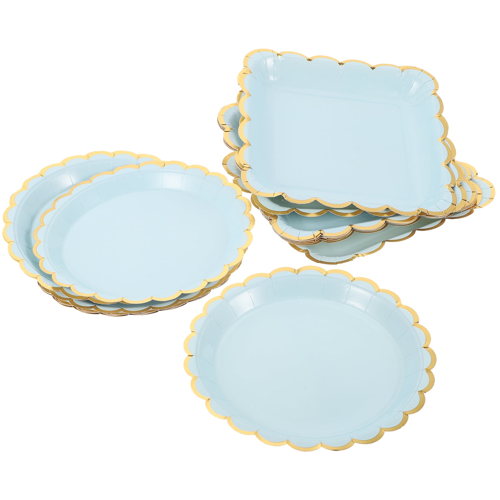 Eease 20 Blue Plastic Disposable Dessert Plates for Parties and BBQs ...