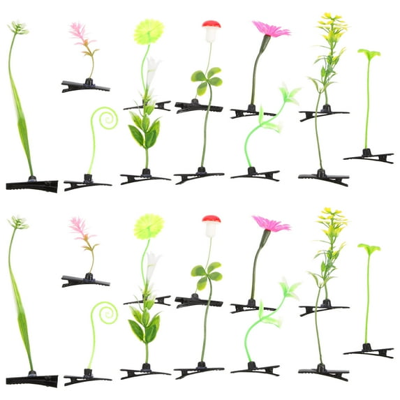 24 Pcs Plant Hairpins Floral Accessories Sprout Clip Barrettes for Girls Bean Sprouts Little Grass Child Miss