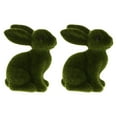 thumbnail image 1 of 2Pcs Easter Moss Bunny Furry Rabbit Figurine Sculpture Green, 1 of 7