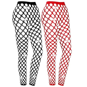Eease 2Pcs Rhinestone  Stockings for Women - Red/Black