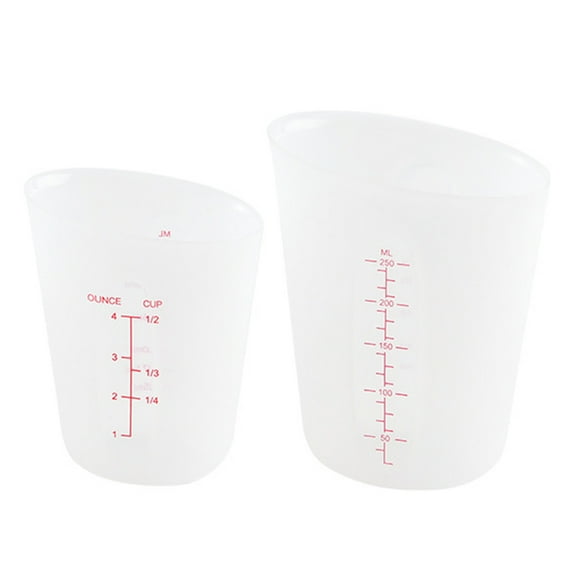 Eease 2pcs Measuring Cup Double Scale Silicone Measuring Cup For Cooking Practical Cooking Cups 125ML 250ML