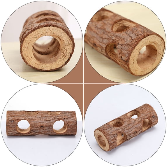 BESTYASH 2pcs Wooden Hamster Tunnel Toys for Pets and Supplies for Hamsters Guinea Pigs and More