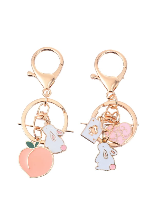 WRITWAA Rabbit Keychain Golden Alloy Bag Decor Chic Key Ring for Decoration Use 2Pcs