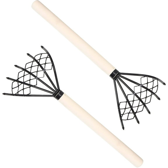 Eease 2pcs Seafood Rake Set with Wood Handle for Beach and Thatch