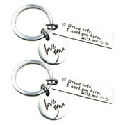 Eease 2pcs Stainless Steel Drive Safe Keychains - Love Charm Key Rings