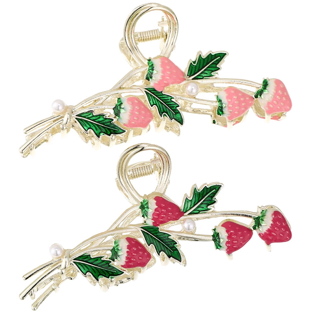 Eease 2pcs Strawberry Metal Flower Hair Claw Clips for Thick Thin Hair ...