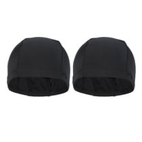 2pcs Stretchable Polyester Swim Comfortable Fit Swimming Caps Shower Caps for Adult Men Women Long Hair(Black)