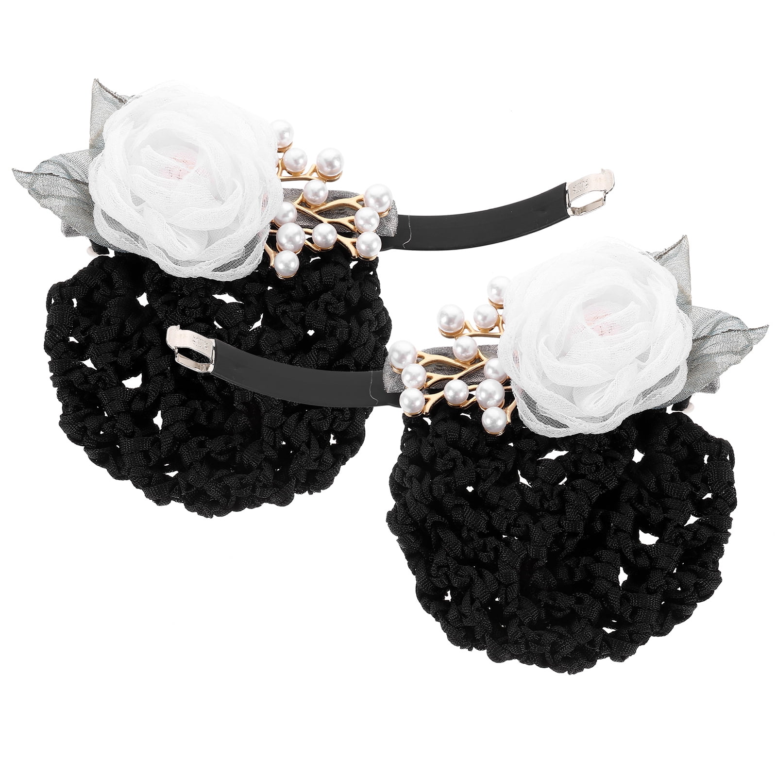 Eease 2pcs Women Hair Bun Covers Hair Bun Clips Flower Hair Nets for