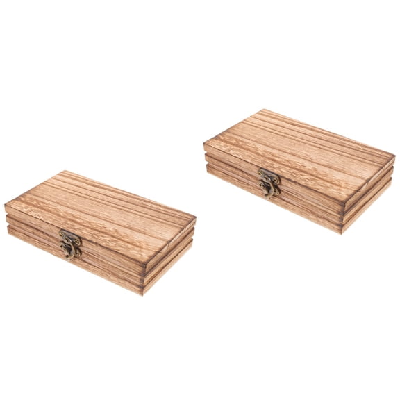 Eease 2pcs Wood Box with Lid Wooden Glasses Box Trinket Box Wooden Storage Box for Crafts Keepsakes