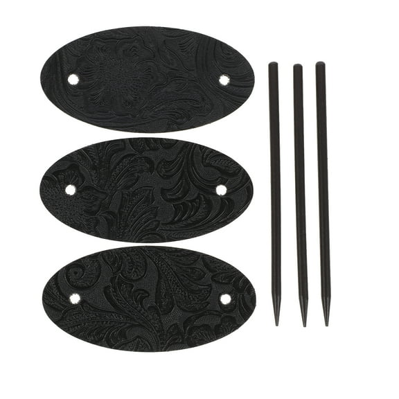 3pcs Leather Hair Barrette with Stick Hair Stick Clip Women Ponytail Holder Pin