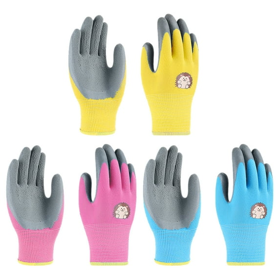 Eease 3 Pairs Kids Gardening Gloves Non-Slip Rubber Coated Safety Working XXS