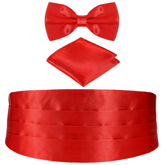 Eease 3 Pcs Men's Satin Cummerbund Bow Tie with Handkerchief for Weddings Parties Proms