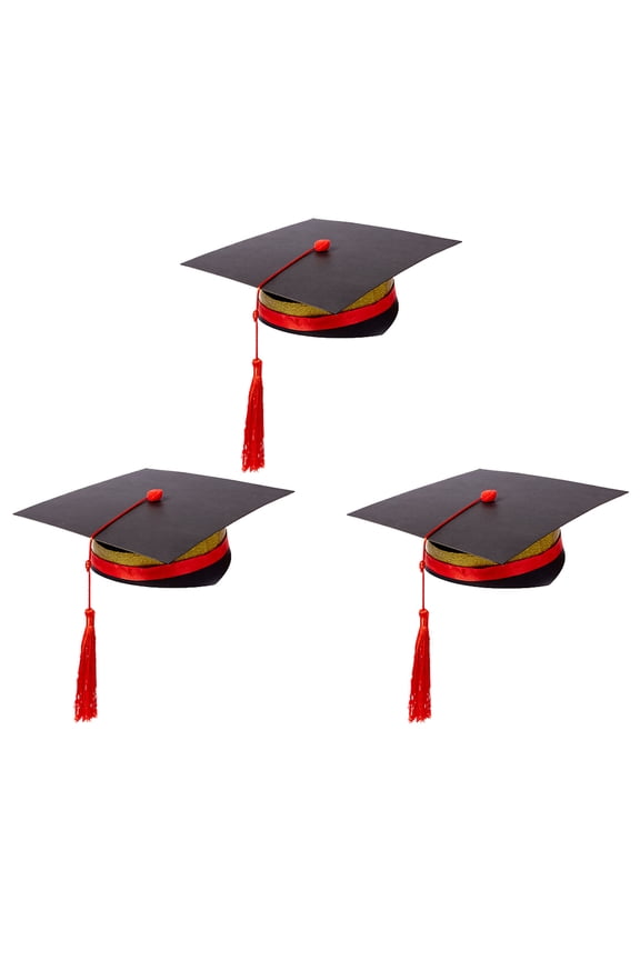Eease 3 Sets Paper Graduation Cap with Tassels Paper Graduation Cap Headbands Graduation Cap Bottle Toppers Bachelor Graduation Hat Grad Hat for Student Grad Party Favor
