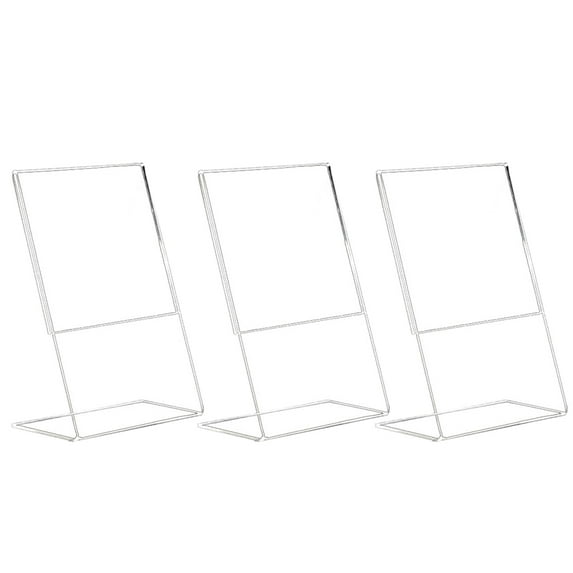 EXHUMKY Transparent Acrylic Sign Holder Durable Table Stand for Storage 3Pcs