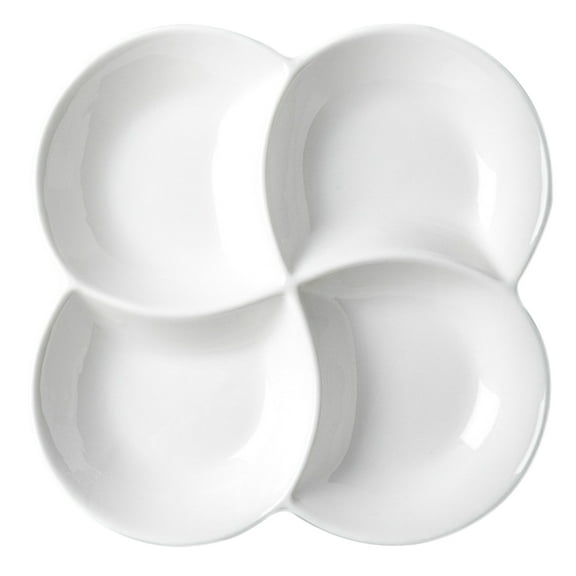 Appetizer Plates 10" Melamine Serving Tray Divided 4 Compartments Fruit Snack Candy Chips Party Platter Kitchen