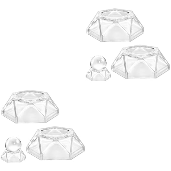 Eease 4 Pcs Crystal Ball Display Bases Geometric Clear Acrylic Holders for Glass Sphere Crafts