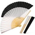 thumbnail image 1 of Set of 4 White Silk Hand Fans - Elegant Vintage Style Wedding Party Favors and, 1 of 7