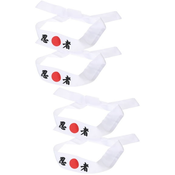 Eease 4 pcs Sushi Chef Headband Japanese Symbol Ninja Print Hairband Cheer Headband